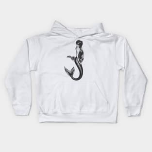 Mermaid hand drawn monochrome print T-Shirt Kids Hoodie